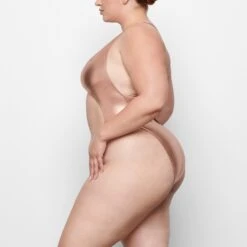 METALLIC SWIM CUT-OUT MONOKINI | CHAMPAGNE -SWIM Sales Store SKIMS SWIM SW MKN 0038 QC CHP 0006 SD