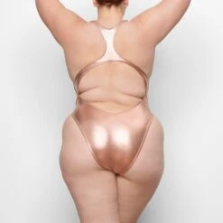 METALLIC SWIM CUT-OUT MONOKINI | CHAMPAGNE -SWIM Sales Store SKIMS SWIM SW MKN 0038 QC CHP 0011 BK