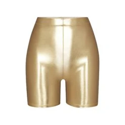 METALLIC SWIM MID WAIST SHORT | GOLD