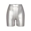 METALLIC SWIM MID WAIST SHORT | NICKEL