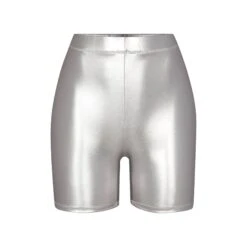 METALLIC SWIM MID WAIST SHORT | NICKEL