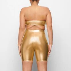 METALLIC SWIM MID WAIST SHORT | GOLD -SWIM Sales Store SKIMS SWIM SW MWS 0033 QA GOL 0010 BK