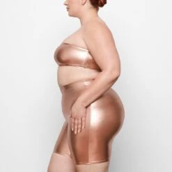 METALLIC SWIM MID WAIST SHORT | CHAMPAGNE -SWIM Sales Store SKIMS SWIM SW MWS 0033 QC CHP 0007 SD