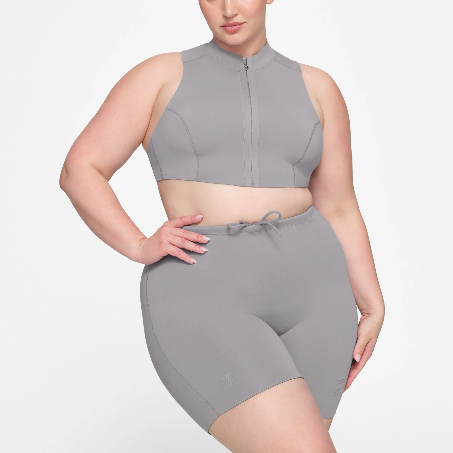 SKIMS SPORT SWIM MID THIGH SHORT | CHROME 2 SKIMS SPORT SWIM MID THIGH SHORT | CHROME - Image 2