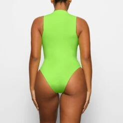 SWIM ZIP FRONT SLEEVELESS ONE PIECE | NEON GREEN -SWIM Sales Store SKIMS SWIM SW SLO 0149 CA NGE 0019 BKa