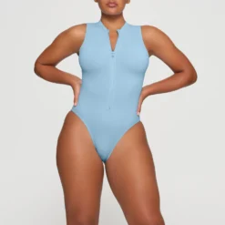 SWIM ZIP FRONT SLEEVELESS ONE PIECE | IRIS BLUE -SWIM Sales Store SKIMS SWIM SW SLO 0149 HA IRB 0024