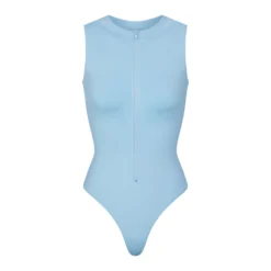 SWIM ZIP FRONT SLEEVELESS ONE PIECE | IRIS BLUE