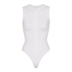 SWIM ZIP FRONT SLEEVELESS ONE PIECE | MARBLE