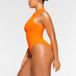 SWIM ZIP FRONT SLEEVELESS ONE PIECE | ORANGE -SWIM Sales Store SKIMS SWIM SW SLO 0149 OA ORG 0012 SD