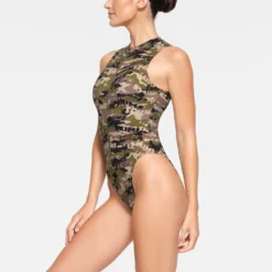 SWIM ZIP FRONT SLEEVELESS ONE PIECE | SKIMS CAMO -SWIM Sales Store SKIMS SWIM SW SLO 0149 PC LGC 0013 SD