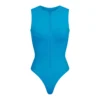 SWIM ZIP FRONT SLEEVELESS ONE PIECE | TURQUOISE