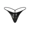 PATENT FAUX LEATHER SWIM MICRO STRING THONG | ONYX