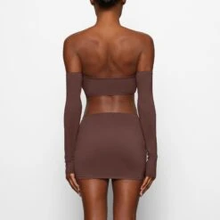 SWIM LONG SLEEVE BIKINI TOP | COCOA -SWIM Sales Store SKIMS SWIM SW TP LSL 2791 CB COA 0010 BK