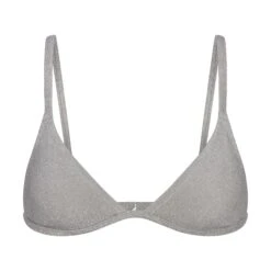 GLITTER SWIM TRIANGLE BIKINI TOP | NICKEL