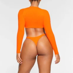 SWIM LONG SLEEVE UNDERWIRE TOP | ORANGE -SWIM Sales Store SKIMS SWIM TP LSL 2790 OA ORG 0011 BK
