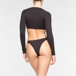 SWIM LONG SLEEVE UNDERWIRE TOP | ONYX -SWIM Sales Store SKIMS SWIM TP LSL 2790 OC ONX 0014 BK
