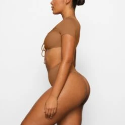 SWIM RUCHED T-SHIRT | ALMOND -SWIM Sales Store SKIMS SWIM TP SHR 2789 CA ALM 0008 SD