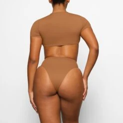 SWIM RUCHED T-SHIRT | ALMOND -SWIM Sales Store SKIMS SWIM TP SHR 2789 CA ALM 0014 BK