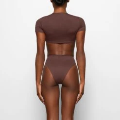 SWIM RUCHED T-SHIRT | COCOA -SWIM Sales Store SKIMS SWIM TP SHR 2789 CB COA 0010 BK