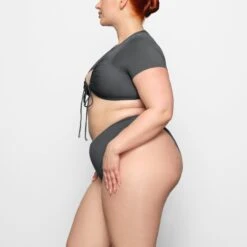 SWIM RUCHED T-SHIRT | GUNMETAL -SWIM Sales Store SKIMS SWIM TP SHR 2789 CC GUN 0007 SD