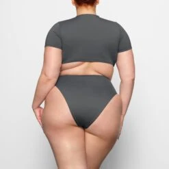 SWIM RUCHED T-SHIRT | GUNMETAL -SWIM Sales Store SKIMS SWIM TP SHR 2789 CC GUN 0012 BK