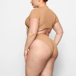 SWIM RUCHED T-SHIRT | OCHRE -SWIM Sales Store SKIMS SWIM TP SHR 2789 CC OCH 0009 SD