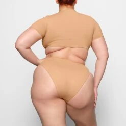 SWIM RUCHED T-SHIRT | OCHRE -SWIM Sales Store SKIMS SWIM TP SHR 2789 CC OCH 0027 BK