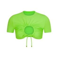 SWIM RUCHED T-SHIRT | NEON GREEN