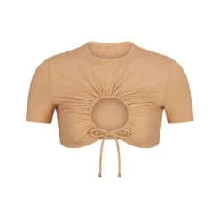 SWIM RUCHED T-SHIRT | OCHRE