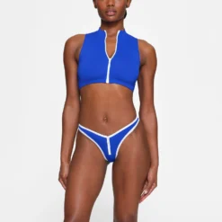 ZIP-UP SWIM MOCK NECK TOP | COBALT -SWIM Sales Store SKIMS SWIM TP TNK 3007 HB COB 0003 FR