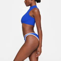ZIP-UP SWIM MOCK NECK TOP | COBALT -SWIM Sales Store SKIMS SWIM TP TNK 3007 HB COB 0015 SD