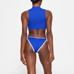 ZIP-UP SWIM MOCK NECK TOP | COBALT -SWIM Sales Store SKIMS SWIM TP TNK 3007 HB COB 0021 BK