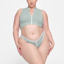 ZIP-UP SWIM MOCK NECK TOP | PACIFIC -SWIM Sales Store SKIMS SWIM TP TNK 3007 HC PAC 0003 FR