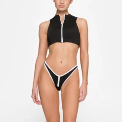 ZIP-UP SWIM MOCK NECK TOP | ONYX -SWIM Sales Store SKIMS SWIM TP TNK 3007 HD ONX 0001 FR